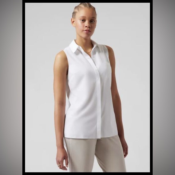 Athleta Tops - Athleta Urbanite II Sleeveless, Stretchy,White, Button Women's Camisole Size S